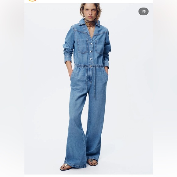 Zara Women's Light Blue Denim Overalls - Picture 5 of 5